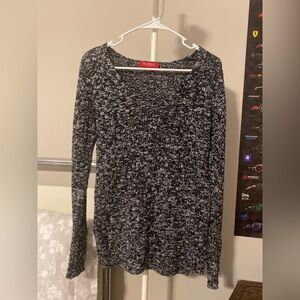 Guess Black and White V-Neck Knit Sweater